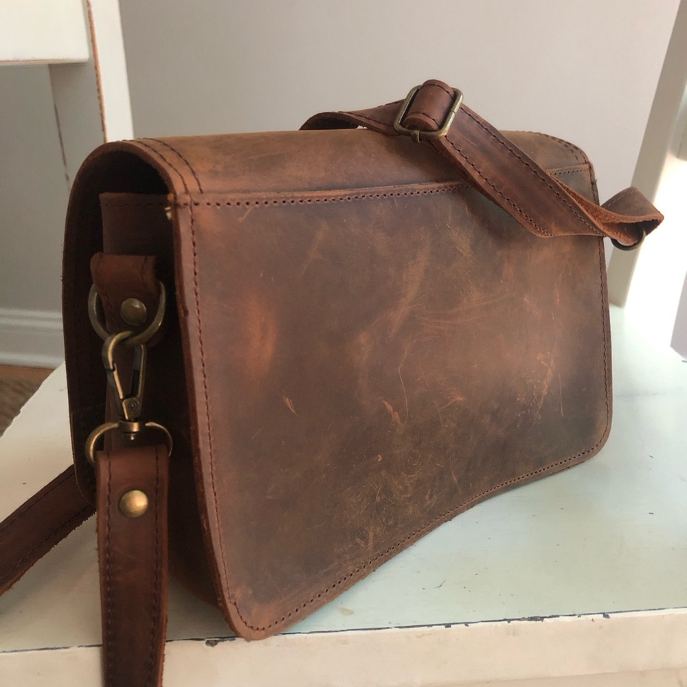 Anthropologie Brown Leather Crossbody Bag - Picture 4 of 12